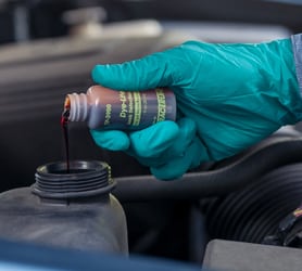Pour fluorescent dye into system